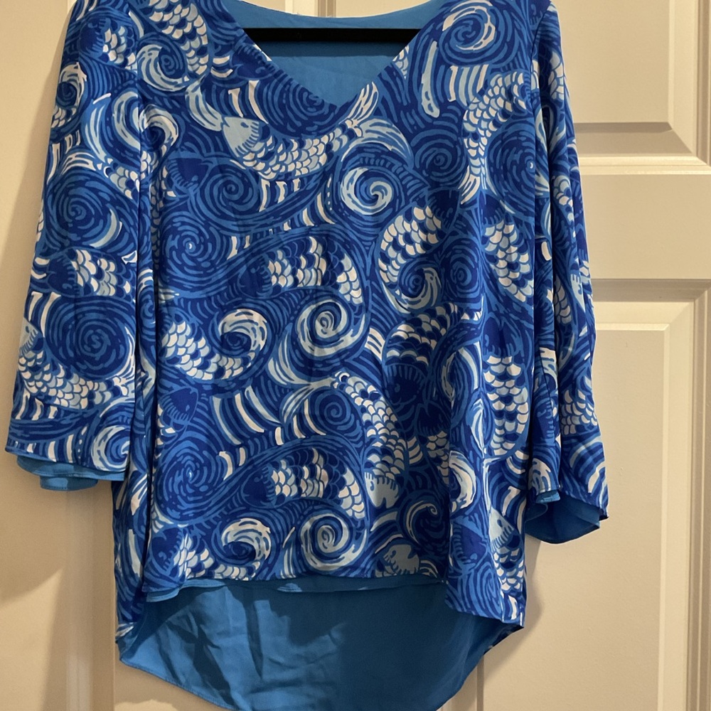 Lilly Pulitzer Ocean Blue Swirl Reversible Blouse